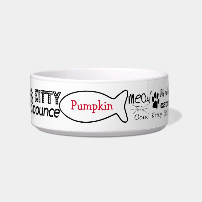 Personalised Word Art Cat Bowl (Front)