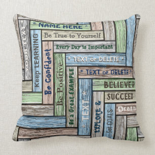 Personalised Word Art Gifts Your 3 Photos, 5 Text Cushion