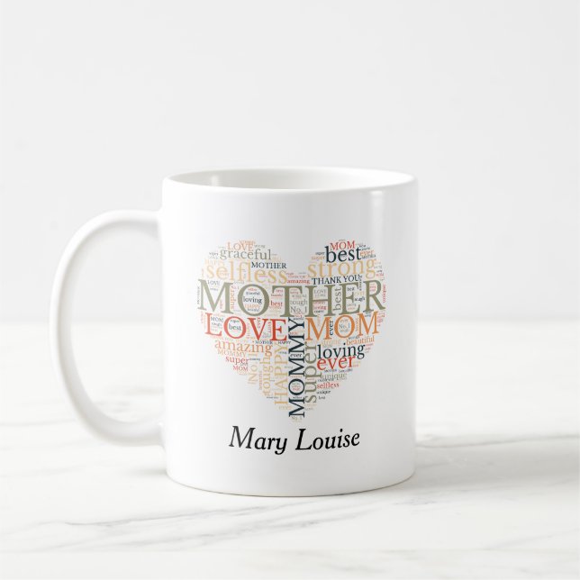 Personalised Word Cloud Mother's Day  Coffee Mug (Left)