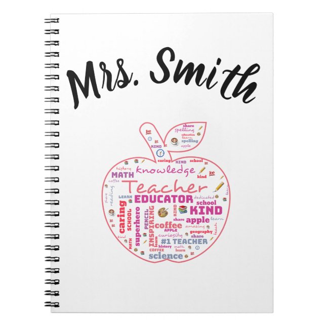 Personalised Wordart Teacher's Notebook (Front)