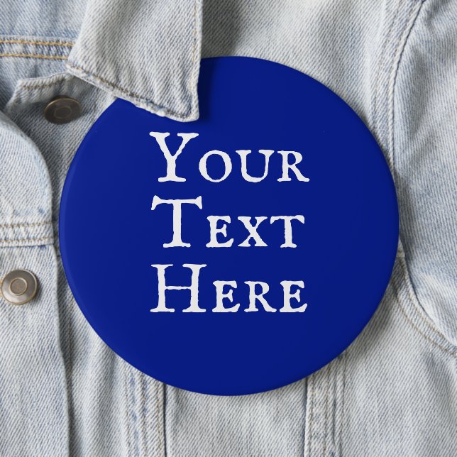 Personalised Words Dark Blue Pin-On Button (In Situ)