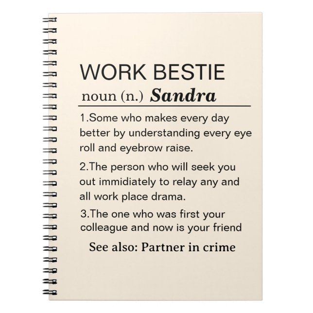 Personalised Work Bestie Definition Notebook (Front)