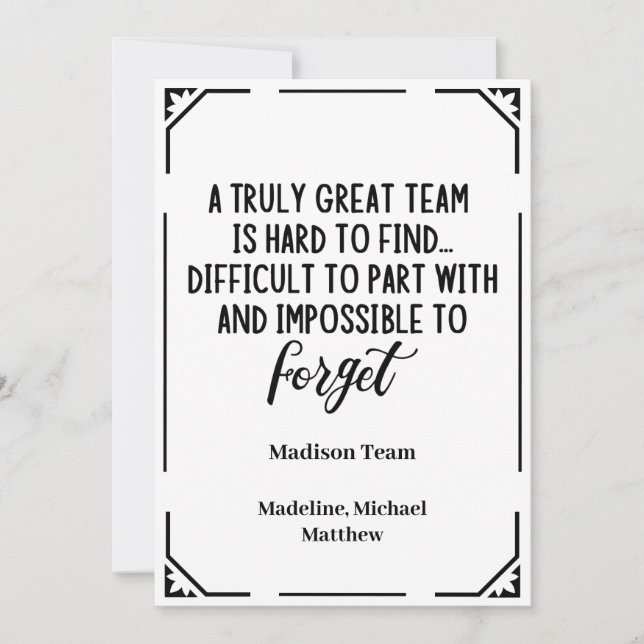 Personalised Work Colleague Leaving Present Team  Invitation (Front)