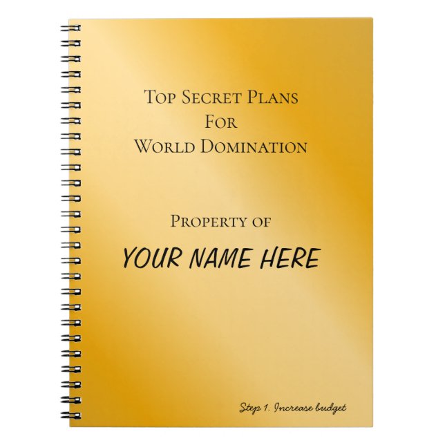 Personalised World Domination Spiral Notebook (Front)