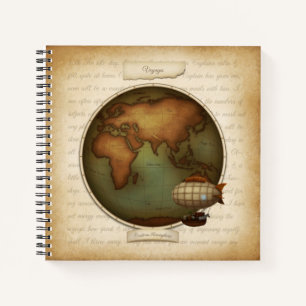 Personalised World Hemispheres Map Journal Diary 2