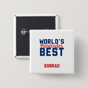 Personalised World's Best Bartender 15 Cm Square Badge