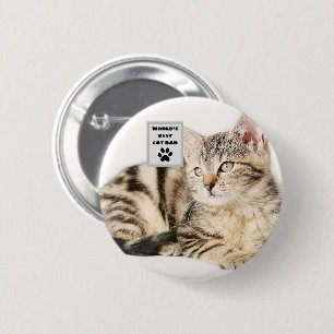 Personalised World's Best Cat Dad Custom Photo 6 Cm Round Badge