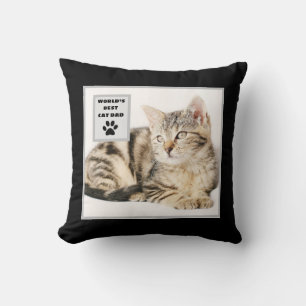 Personalised World's Best Cat Dad Custom Photo Cushion