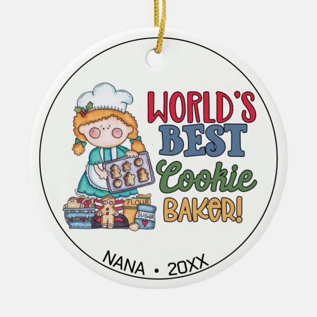 Personalised World's Best Cookie Baker Ceramic Ornament (Front)