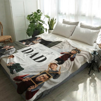 Personalised World's Best Dad Photo Collage  Fleece Blanket