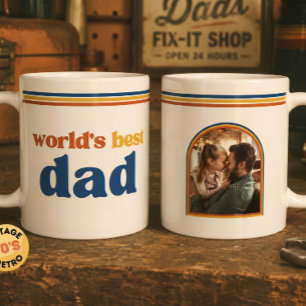 Personalised World's Best Dad Photo Retro Vintage  Coffee Mug