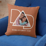 Personalised World's Best Dad Terracotta Photo  Cushion<br><div class="desc">This World's Best Dad Photo Pillow is decorated with the word DAD in white on a terracotta background.
Easily customisable with your photo.</div>