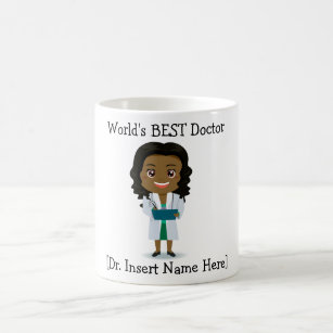 Personalised World's BEST Doctor, Black Female Coffee Mug
