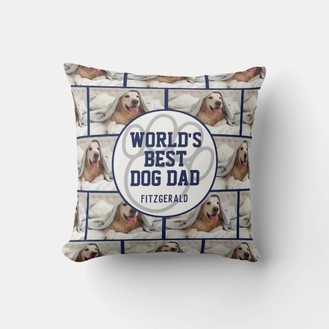 Personalised Worlds Best Dog Dad Photo Cushion (Front)