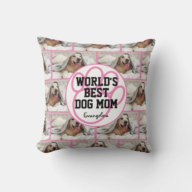 Personalised Worlds Best Dog Mum Photo Cushion (Front)