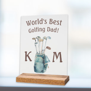Personalised World's Best Golf Dad Monogram Acrylic Sign
