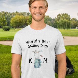 Personalised World's Best Golf Dad Monogram Tri-Blend Shirt
