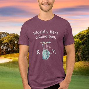 Personalised World's Best Golf Dad Monogram Tri-Blend Shirt