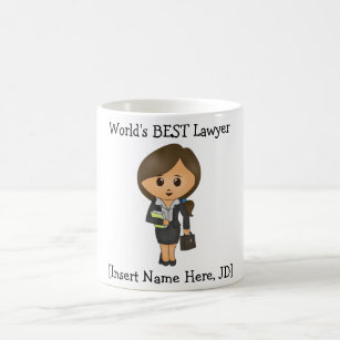 Personalised World's BEST Lawyer, Brunette Female Coffee Mug