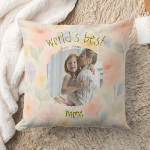 Personalised 'World's Best Mum' Floral Pillow