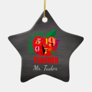 Personalised World's Best Teacher Apple   Math Ceramic Ornament