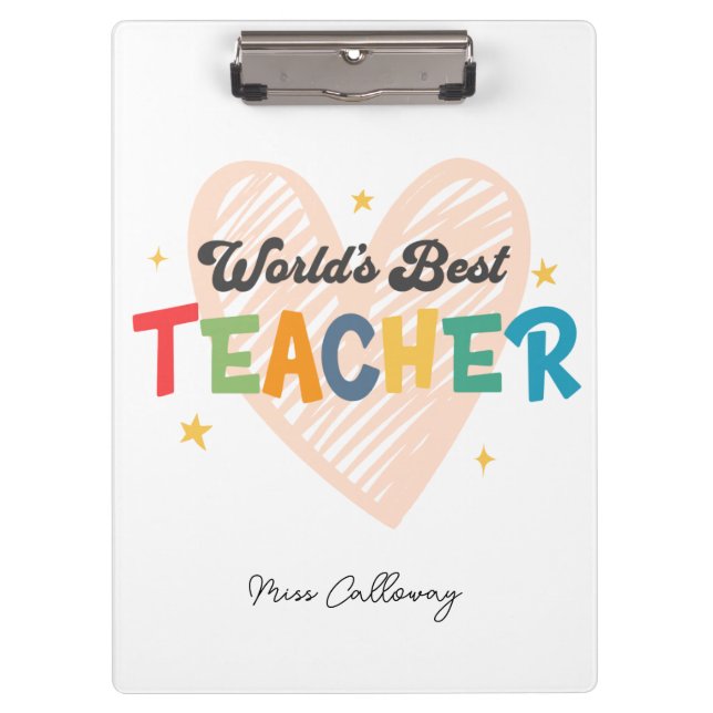 Personalised World's Best Teacher Clipboard (Front)