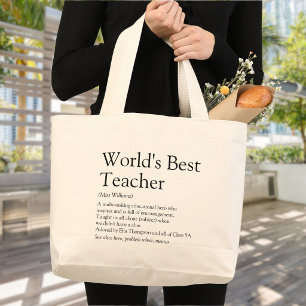 Personalised World's Best Teacher Definition Large Tote Bag