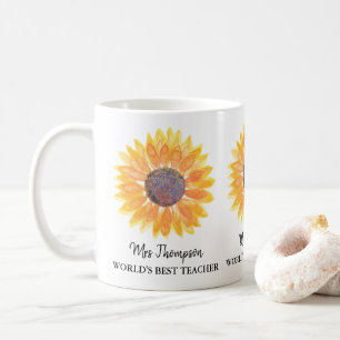 Personalised World's Best Teacher Sunflower   Coffee Mug
