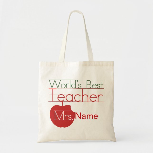 Personalised Worlds Best Teacher Tote Bag (Front)
