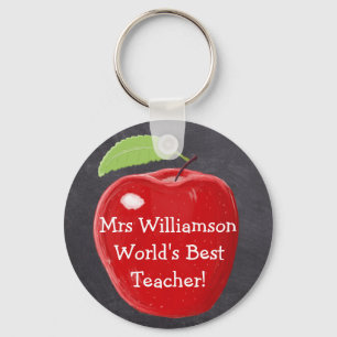 Personalised World's Best Teacher's Apple Painting Key Ring