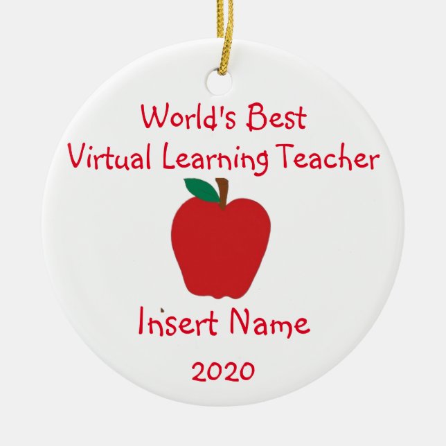 Personalised World's Best Virtual Learning Teacher Ceramic Ornament (Front)