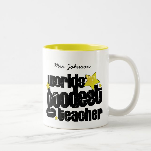 Personalised Worlds' goodest teacher Two-Tone Coffee Mug (Right)