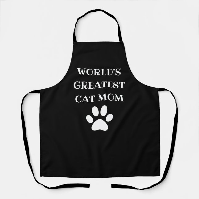 Personalised World's Greatest Cat Mum Custom Text Apron (Front)