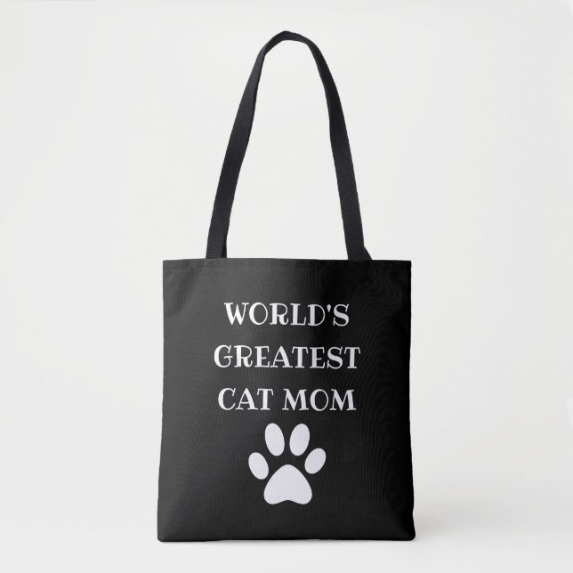 Personalised World's Greatest Cat Mum Custom Text Tote Bag (Front)
