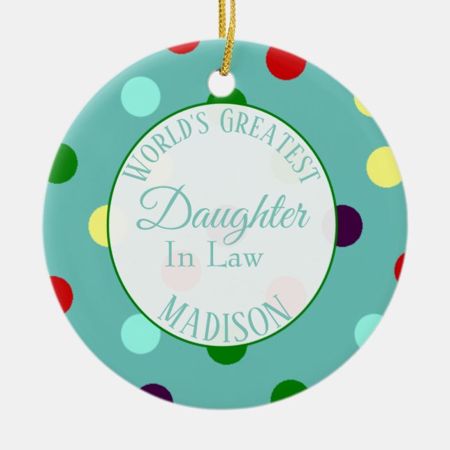  Personalised Worlds Greatest Daughter in Law Ceramic Ornament (Front)