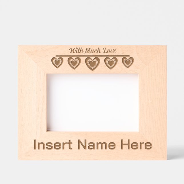 Personalised Woth Much Love, Cute Hearts Art Etched Frames (Front)