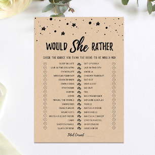 Personalised Would She Rather Bridal Shower Card