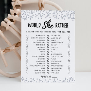 Personalised Would She Rather Bridal Shower Card
