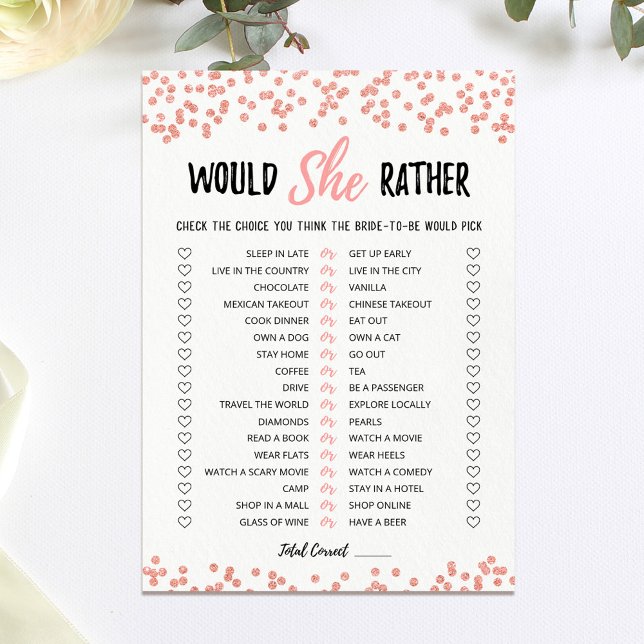 Personalised Would She Rather Bridal Shower Card (Creator Uploaded)