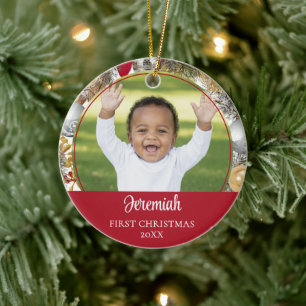 Personalised Wreath BABY'S FIRST CHRISTMAS Ceramic Ornament