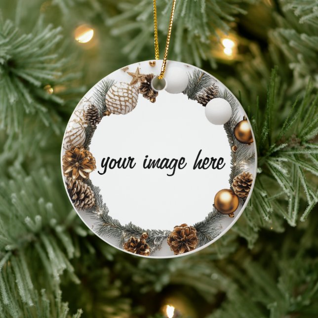 personalised wreath frame ceramic ornament (Tree)