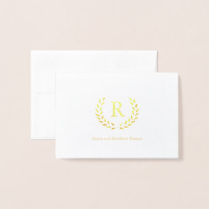 Personalised Wreath Monogram Initial, Foil Card