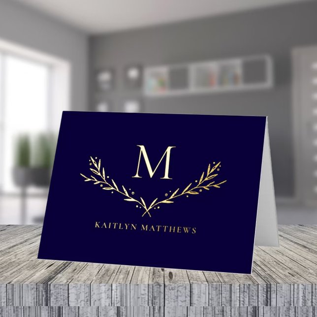 Personalised Wreath Monogram Initial Real Foil Greeting Card (Creator Uploaded)