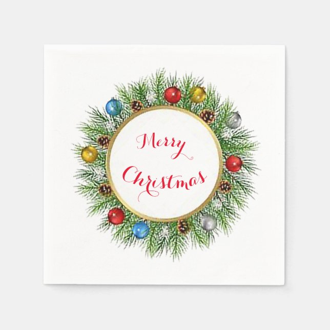 Personalised Wreath Paper Napkin (Front)