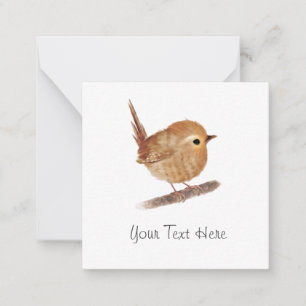 Personalised Wren Bird Flat Note Card