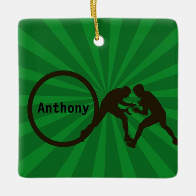 Personalised Wrestlers  Christmas Ornament (Front)