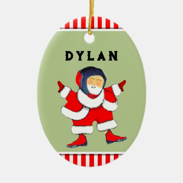 Personalised Wrestling Christmas Collectable Ceramic Ornament (Front)