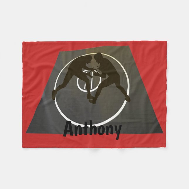 Personalised Wrestling On The Mat Fleece Blanket (Front (Horizontal))