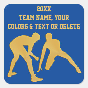 Personalised Wrestling Stickers, Your Text, Colour Square Sticker