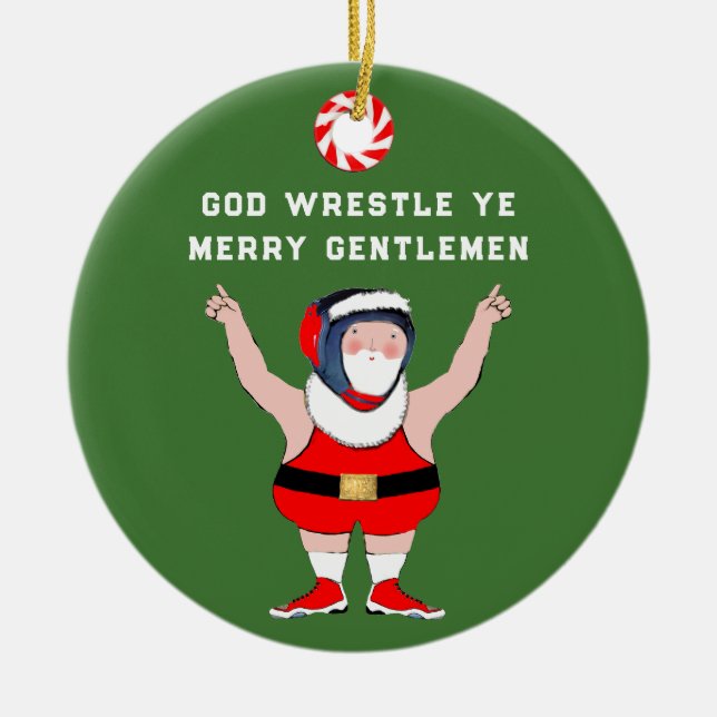 Personalised Wrestling Wrestler Ceramic Ornament (Front)